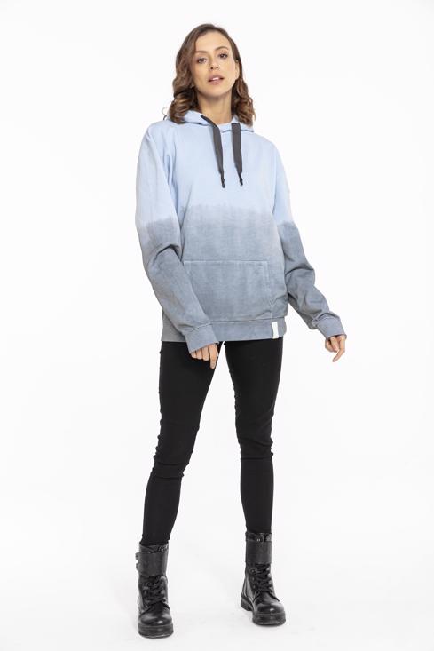 Bayan Dip Dye Blue Aspen Unisex Kapüşonlu