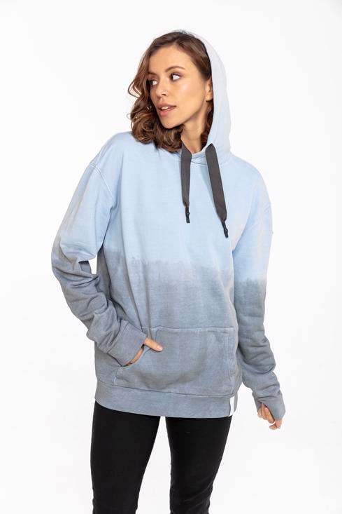 Bayan Dip Dye Blue Aspen Unisex Kapüşonlu