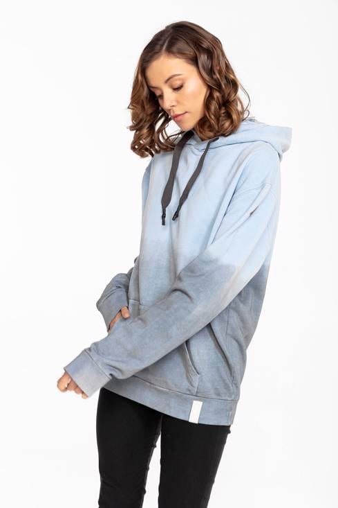 Bayan Dip Dye Blue Aspen Unisex Kapüşonlu